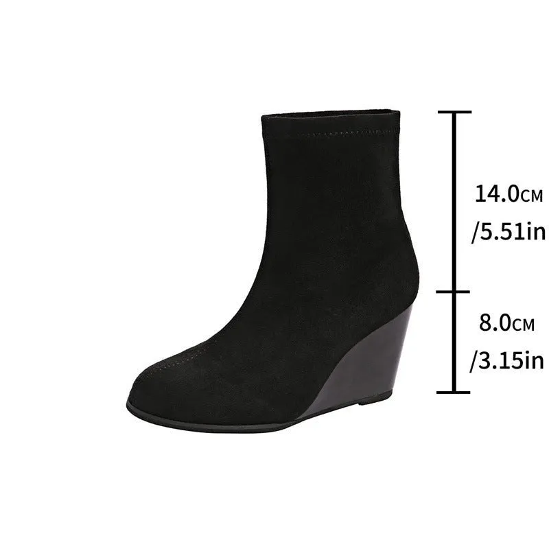 Suede Wedge Ankle Boot