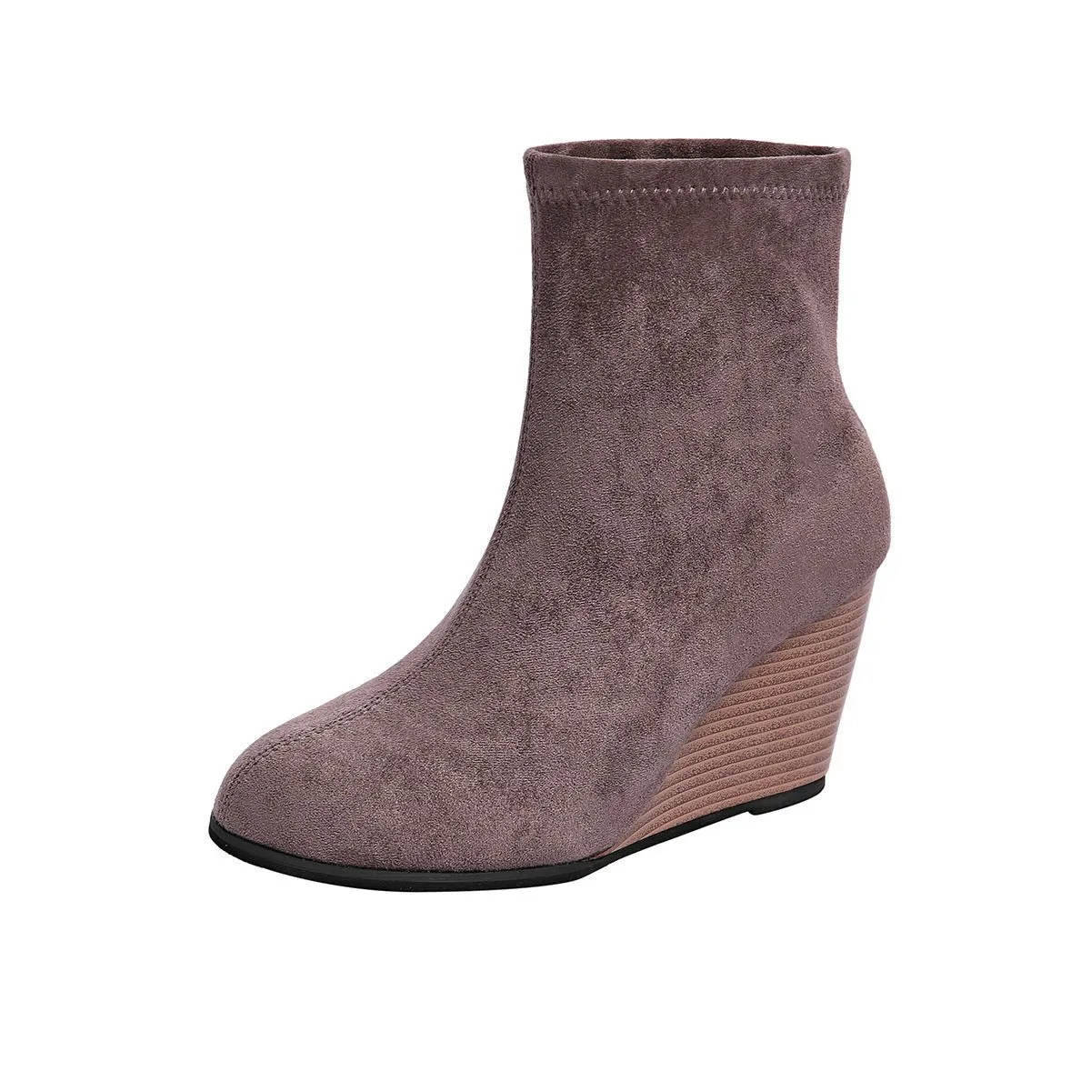 Suede Wedge Ankle Boot