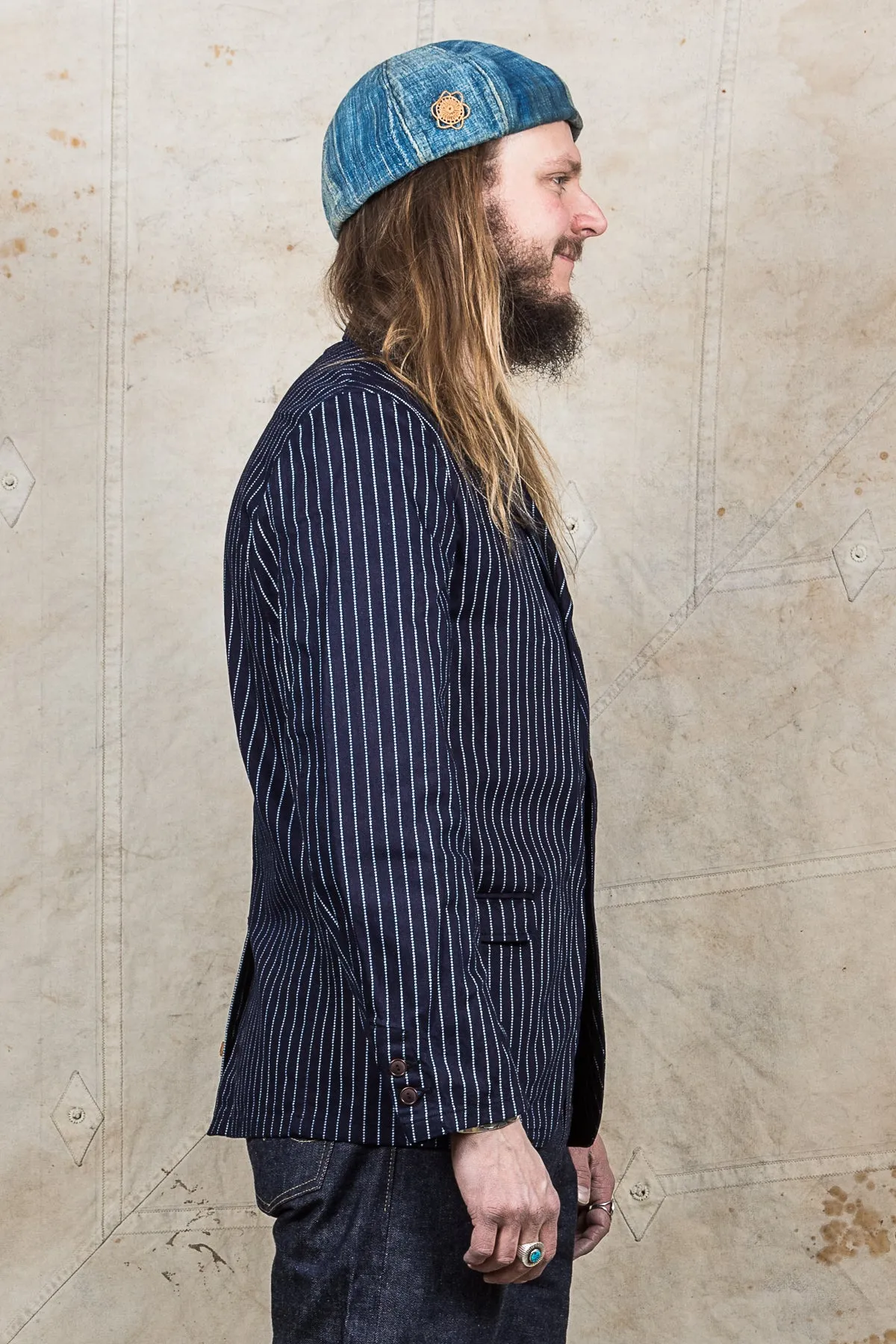 Sugar Cane & Co. 9oz Indigo Wabash Stripe Jacket