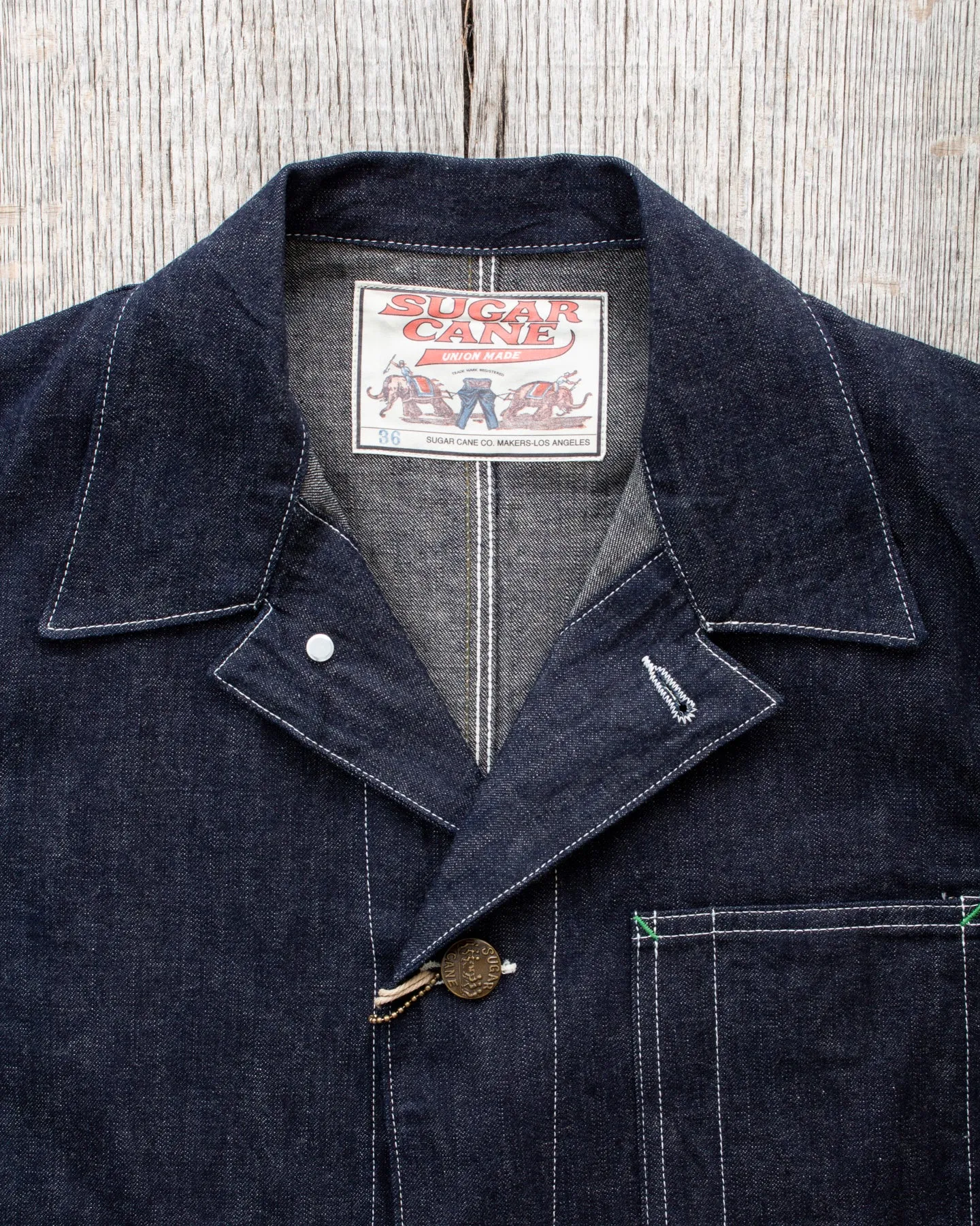 Sugar Cane & Co. Fiction Romance 11oz. Blue Denim 1920's Work Coat SC15503