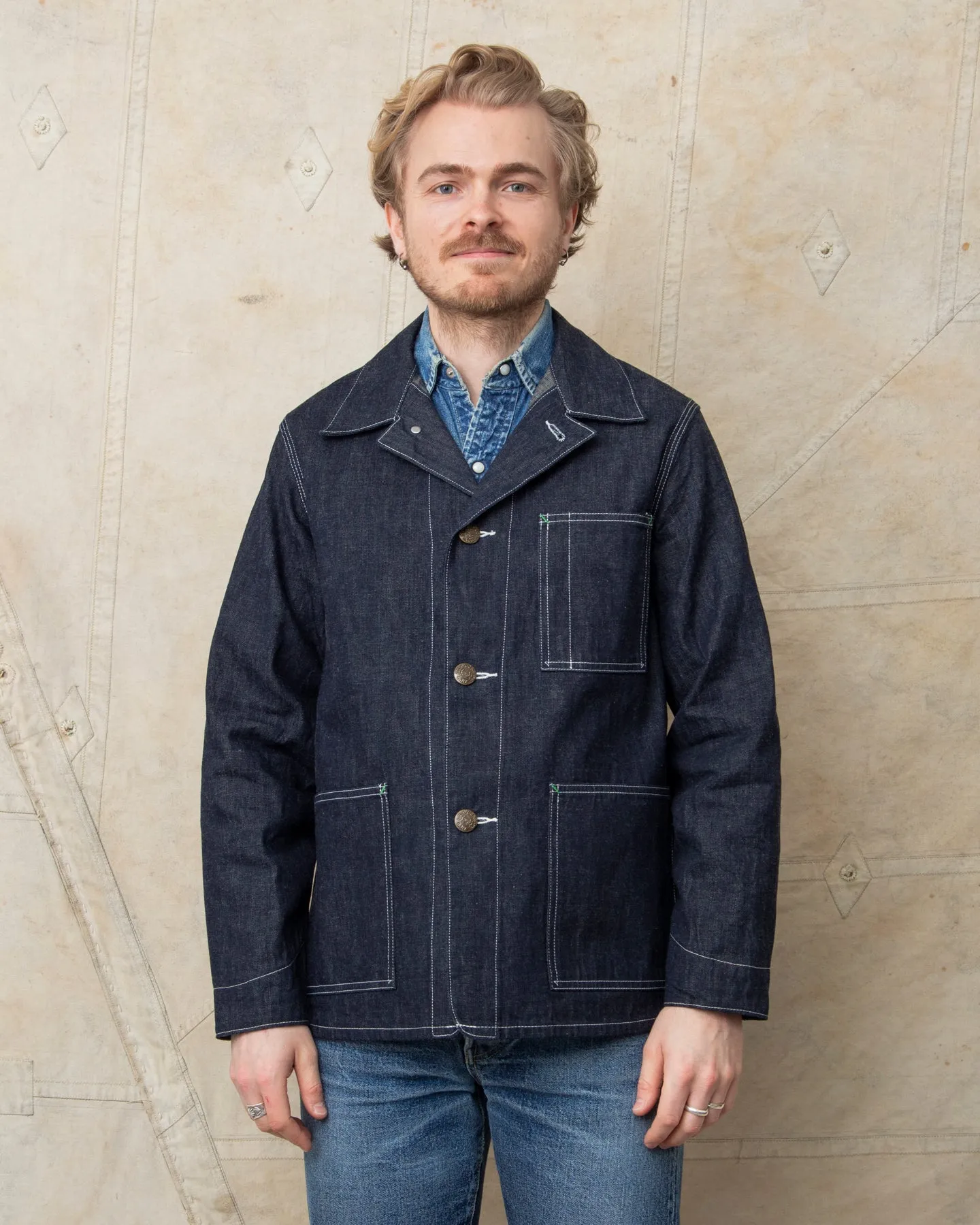 Sugar Cane & Co. Fiction Romance 11oz. Blue Denim 1920's Work Coat SC15503