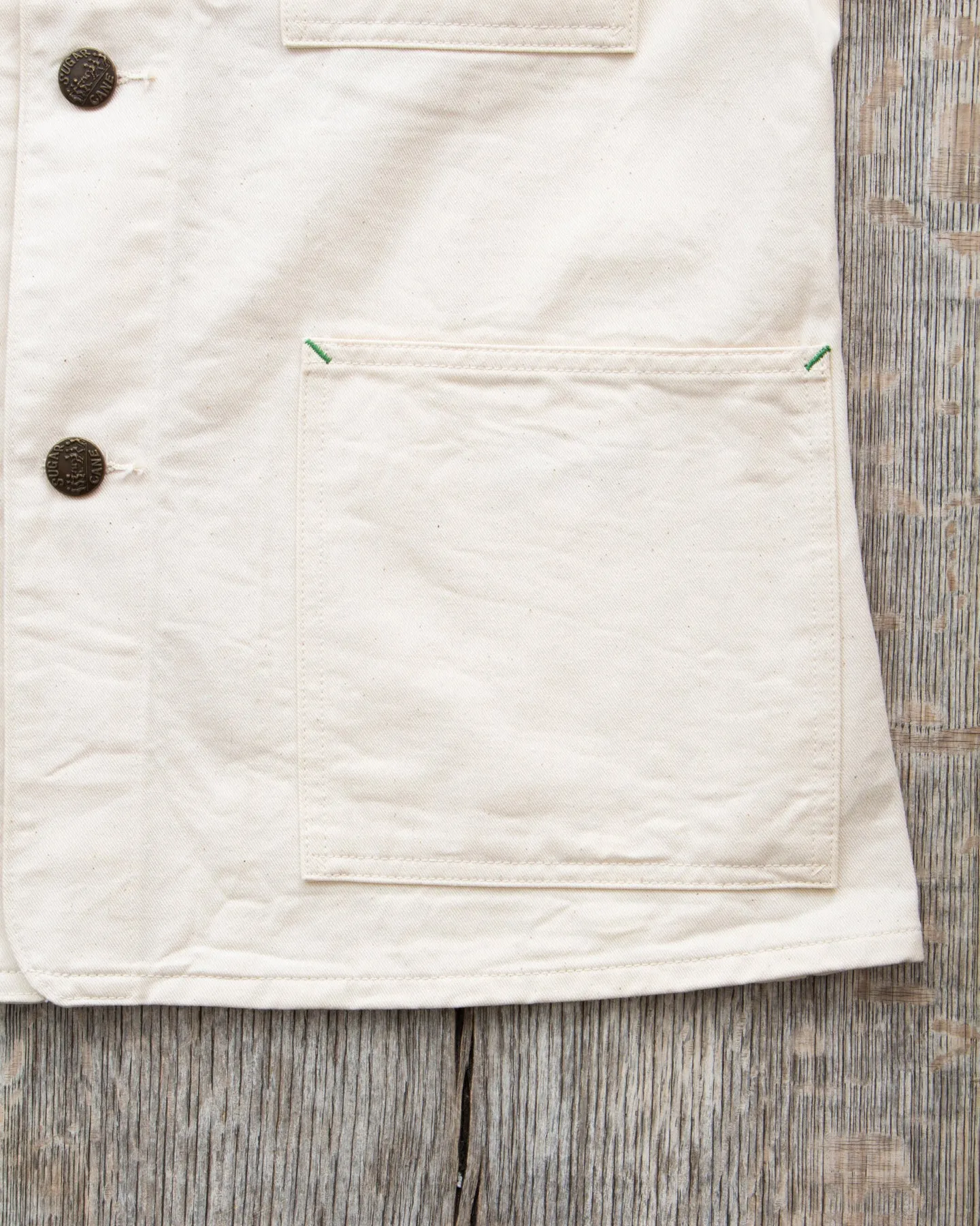 Sugar Cane & Co. Fiction Romance 9oz White Boat Sail Drill 1920's Work Coat SC15504