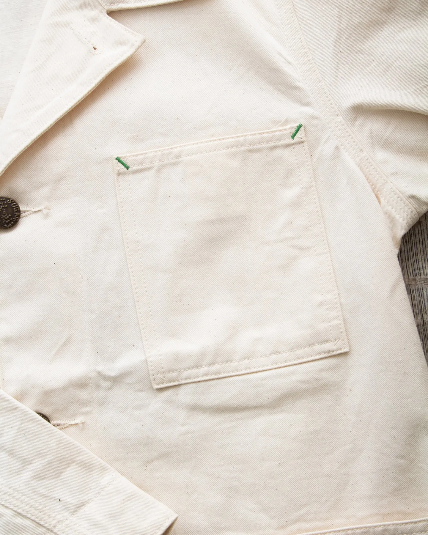 Sugar Cane & Co. Fiction Romance 9oz White Boat Sail Drill 1920's Work Coat SC15504