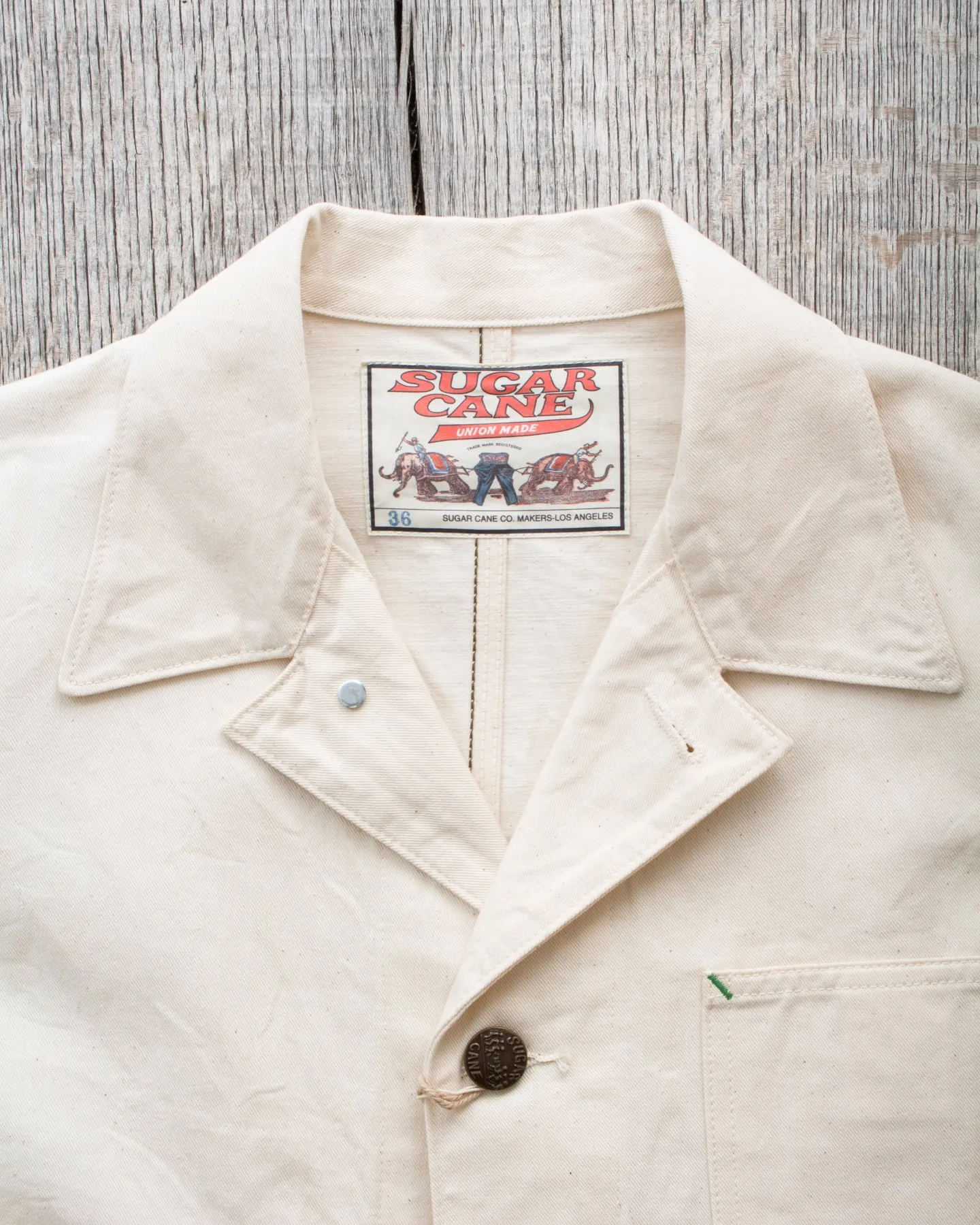 Sugar Cane & Co. Fiction Romance 9oz White Boat Sail Drill 1920's Work Coat SC15504