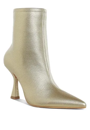 Tap In- Metallic Pointed Toe Ankle Bootie