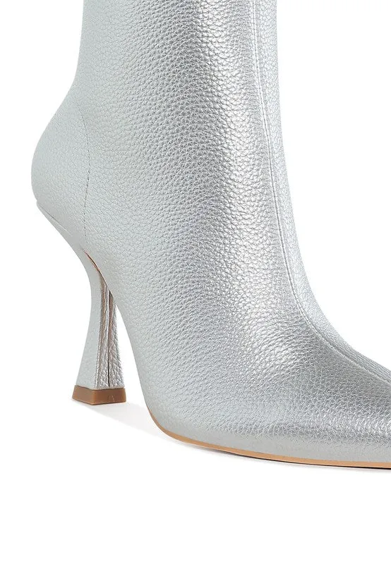 Tap In- Metallic Pointed Toe Ankle Bootie