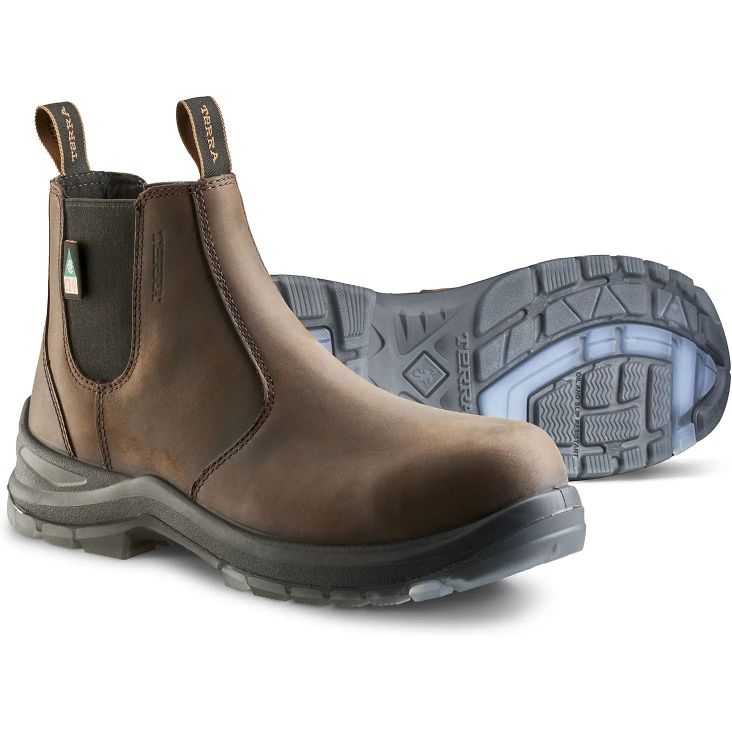 Terra Men's Murphy 6" Comp Toe WP Pull On Safety Work Boot- Brown- R4NRDB