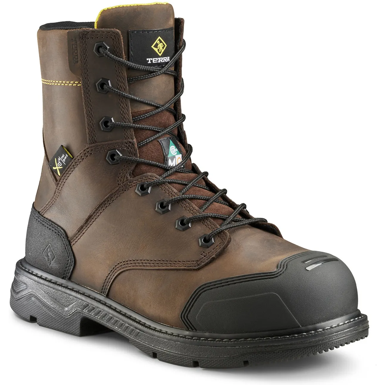 Terra Men's Patton 8" Alloy Toe WP Met Guard Work Boot- Brown- 839KDB