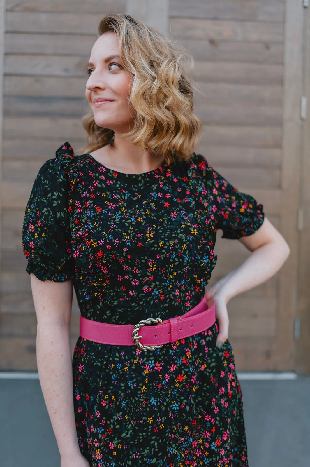 The Jenny Leather Belt by FRNCH - Fuchsia