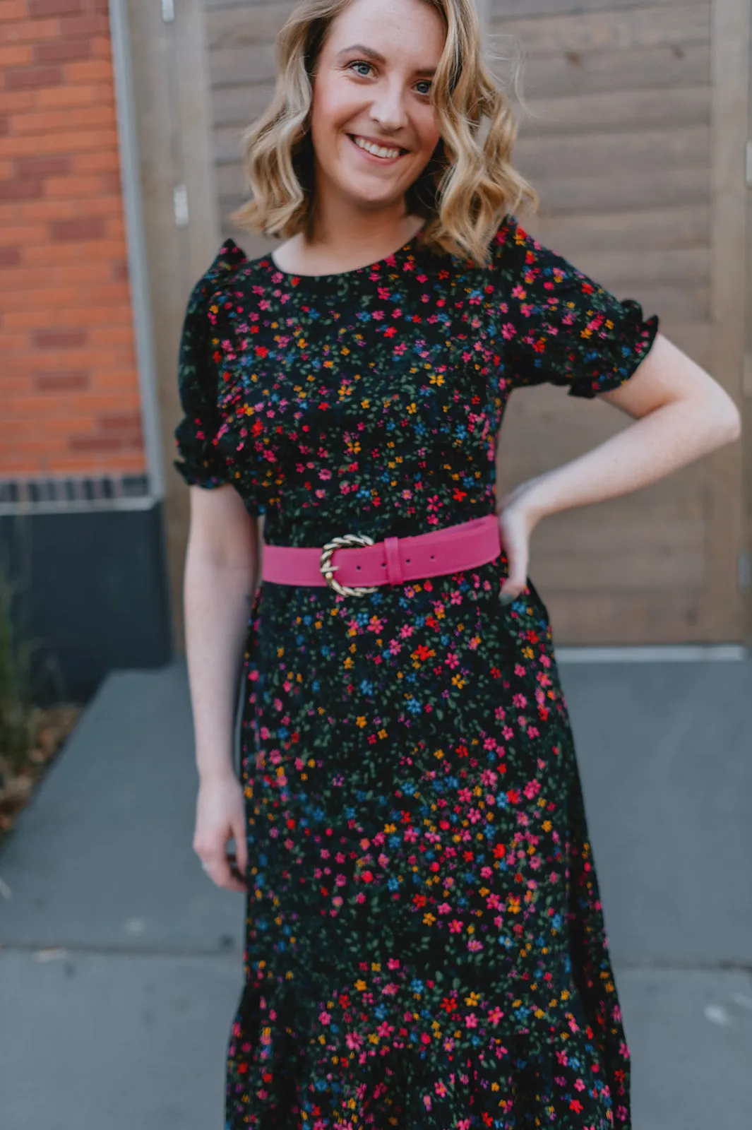 The Jenny Leather Belt by FRNCH - Fuchsia