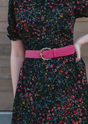The Jenny Leather Belt by FRNCH - Fuchsia