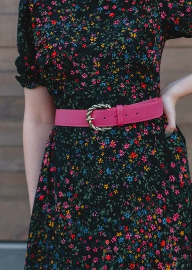 The Jenny Leather Belt by FRNCH - Fuchsia