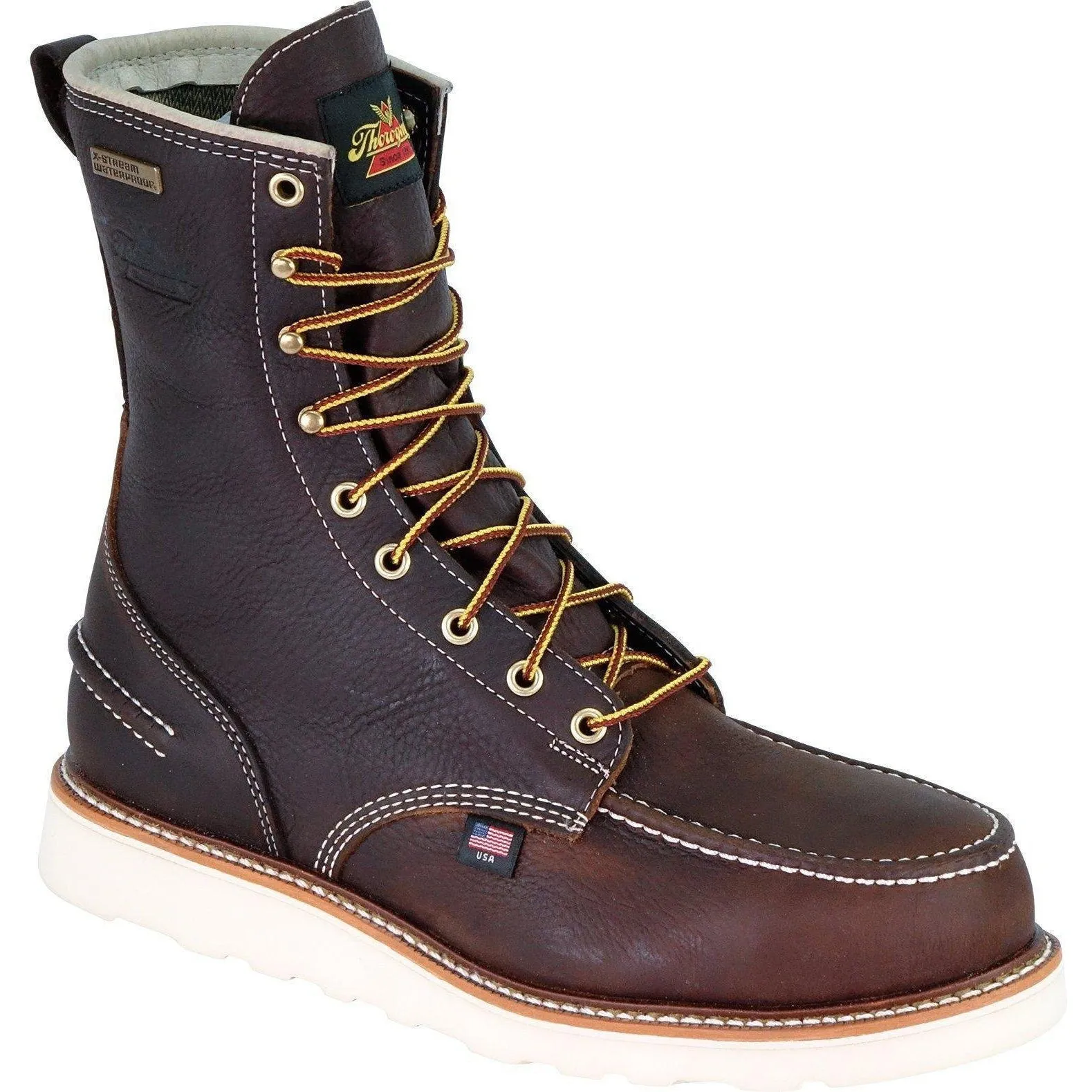 Thorogood Men's USA Made 1957 8" Moc Safety Toe Waterproof Wedge Work Boot 804-3800