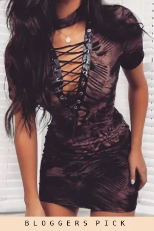 Tie Dye Lace Up Dress - Abby