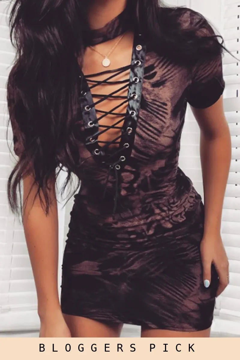 Tie Dye Lace Up Dress - Abby