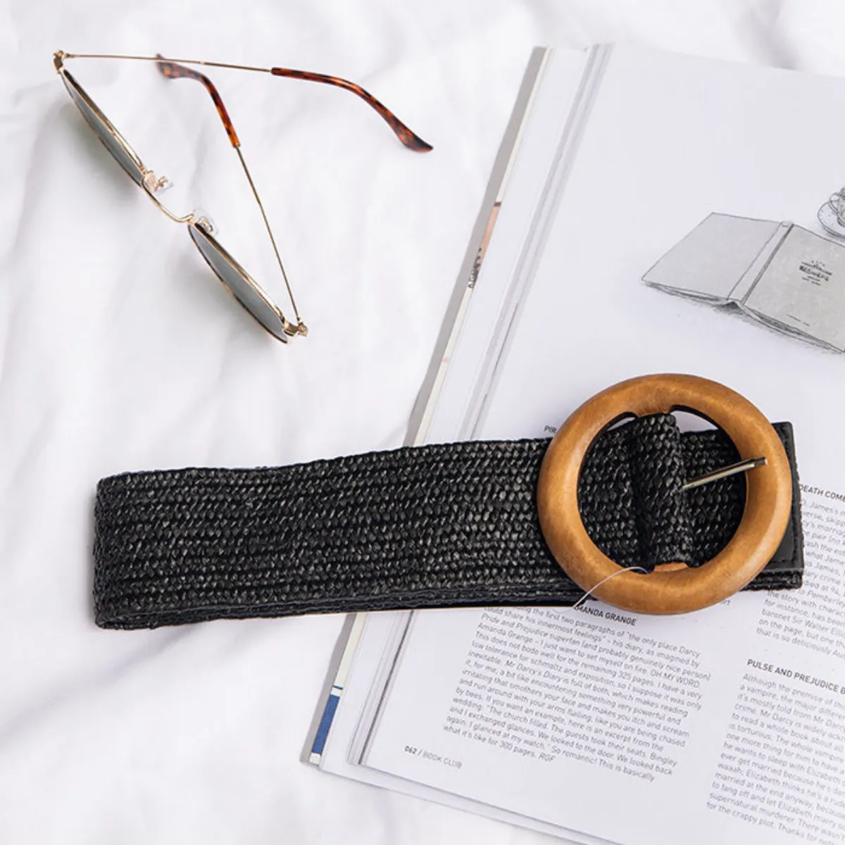 Timber Buckle Stretch Belt (Black)