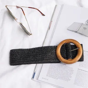 Timber Buckle Stretch Belt (Black)
