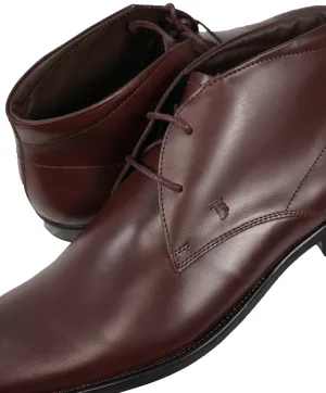 TOD’S - Brown Oxblood Rubber Sole Logo Chukka Boot - 11.5
