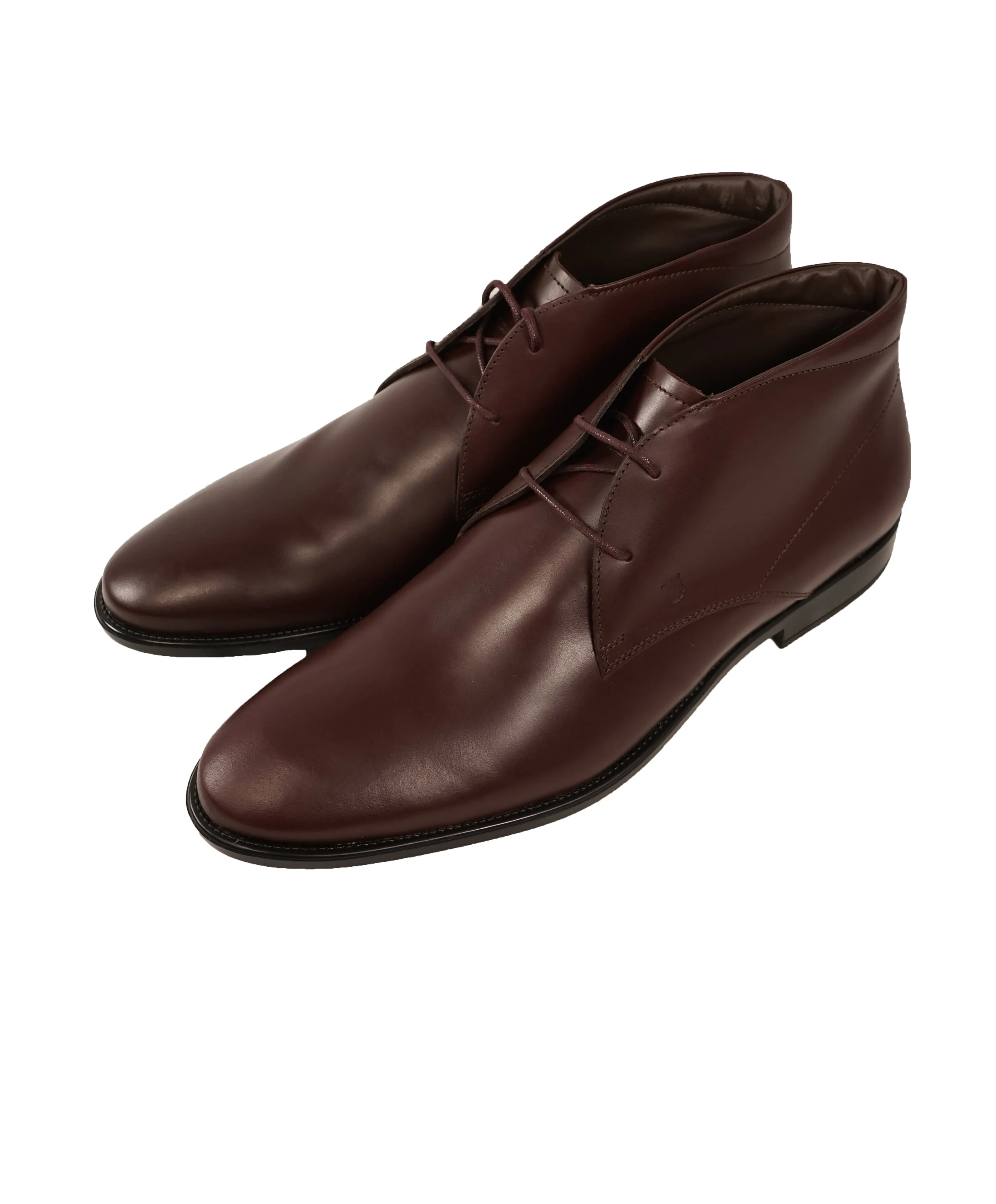 TOD’S - Brown Oxblood Rubber Sole Logo Chukka Boot - 11.5