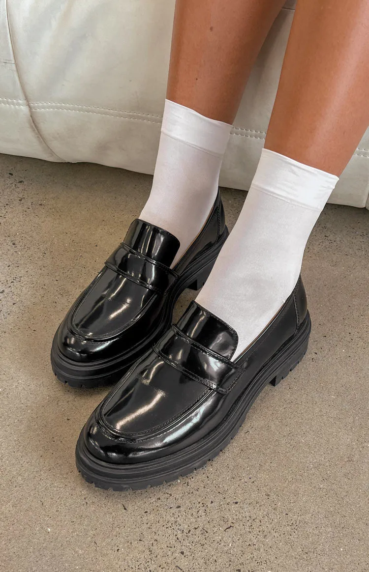 Tony Bianco Wiz Hi Shine Black Loafers