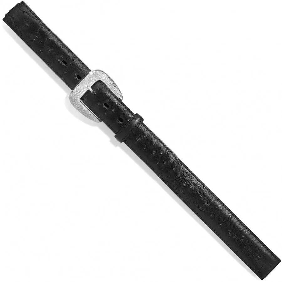 Tony Lama Black Ostrich Print Leather Belt