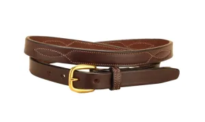 Tory Leather 3/4” Stitched Pattern Leather Belt
