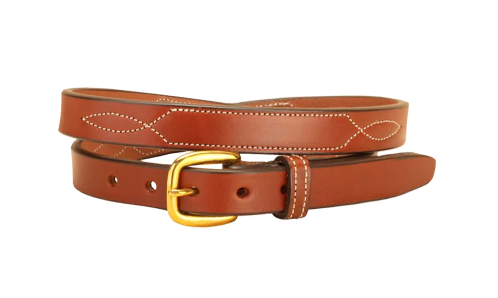 Tory Leather 3/4” Stitched Pattern Leather Belt
