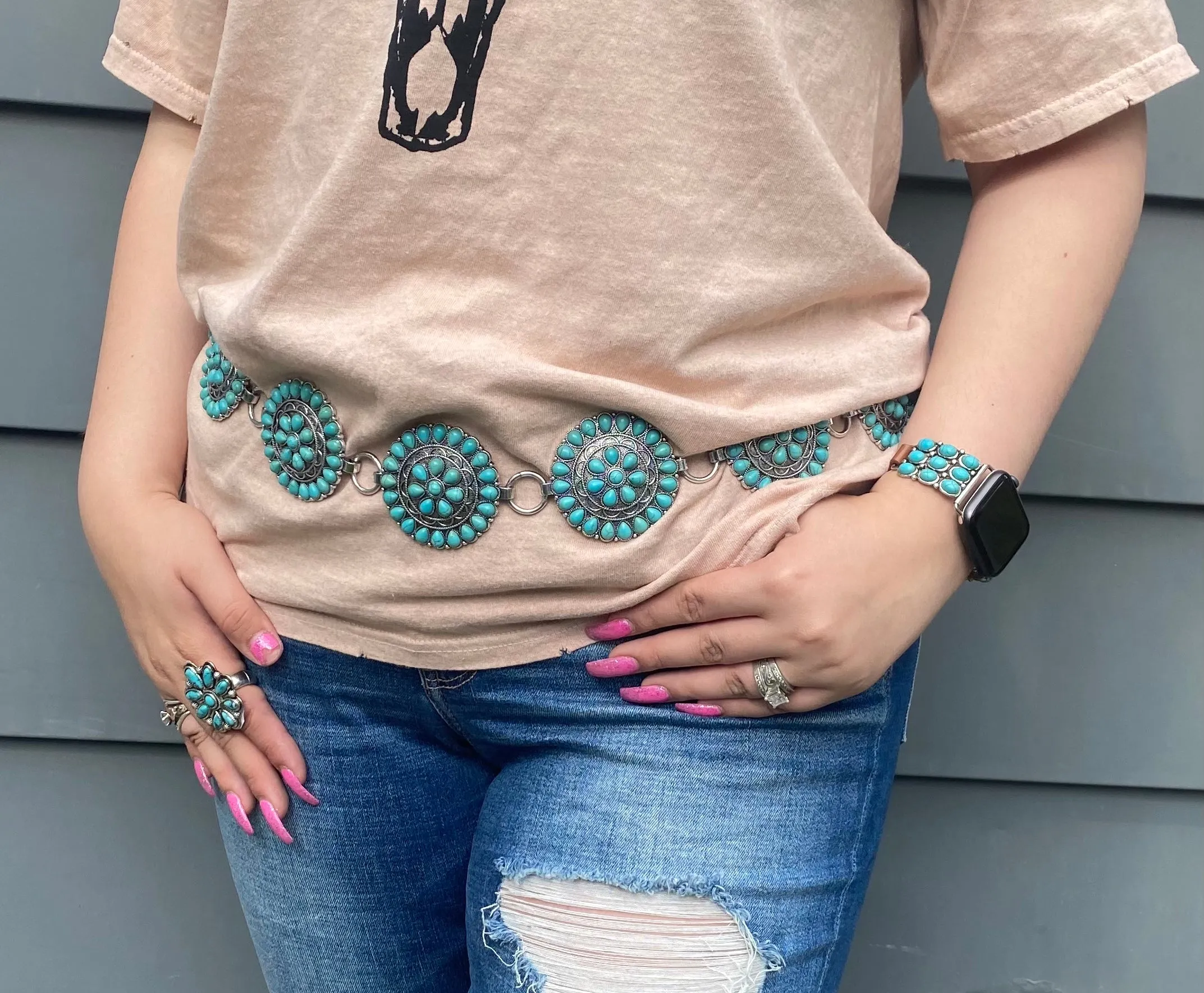 Turquoise Cluster Concho Belt