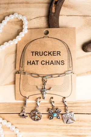 Turquoise Dessert Thunderbird Silvertone Hat Charm Chain