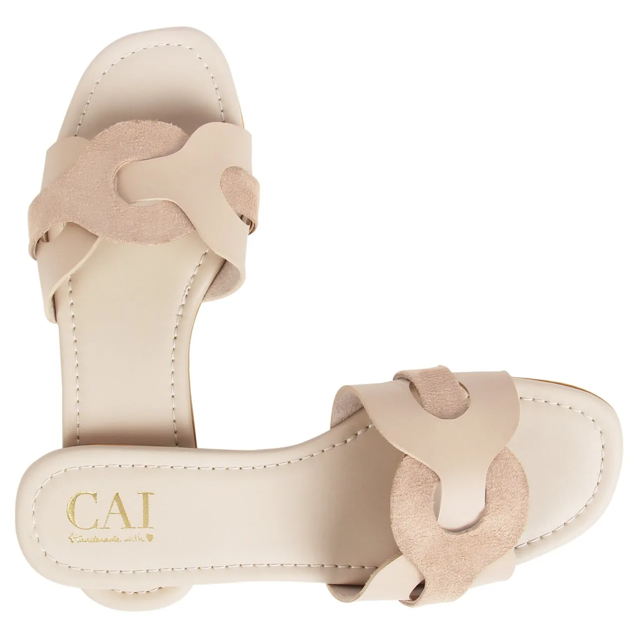 Two Tone Interlocked Beige Flats