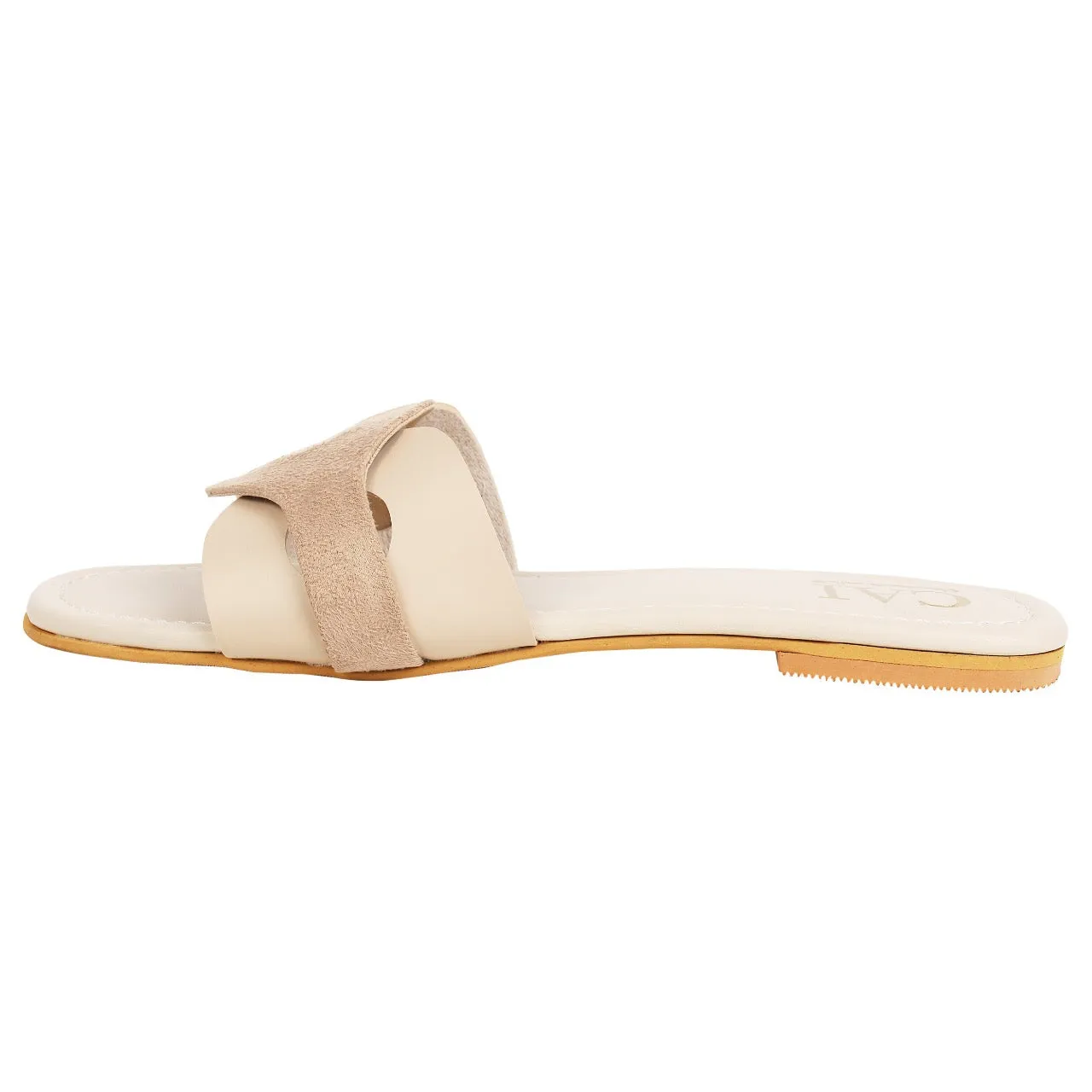 Two Tone Interlocked Beige Flats