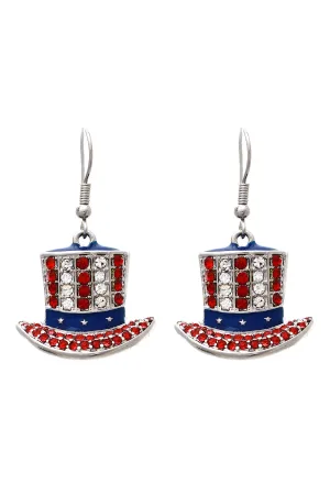 UNCLE SAM HAT AMERICAN FLAG EARRINGS