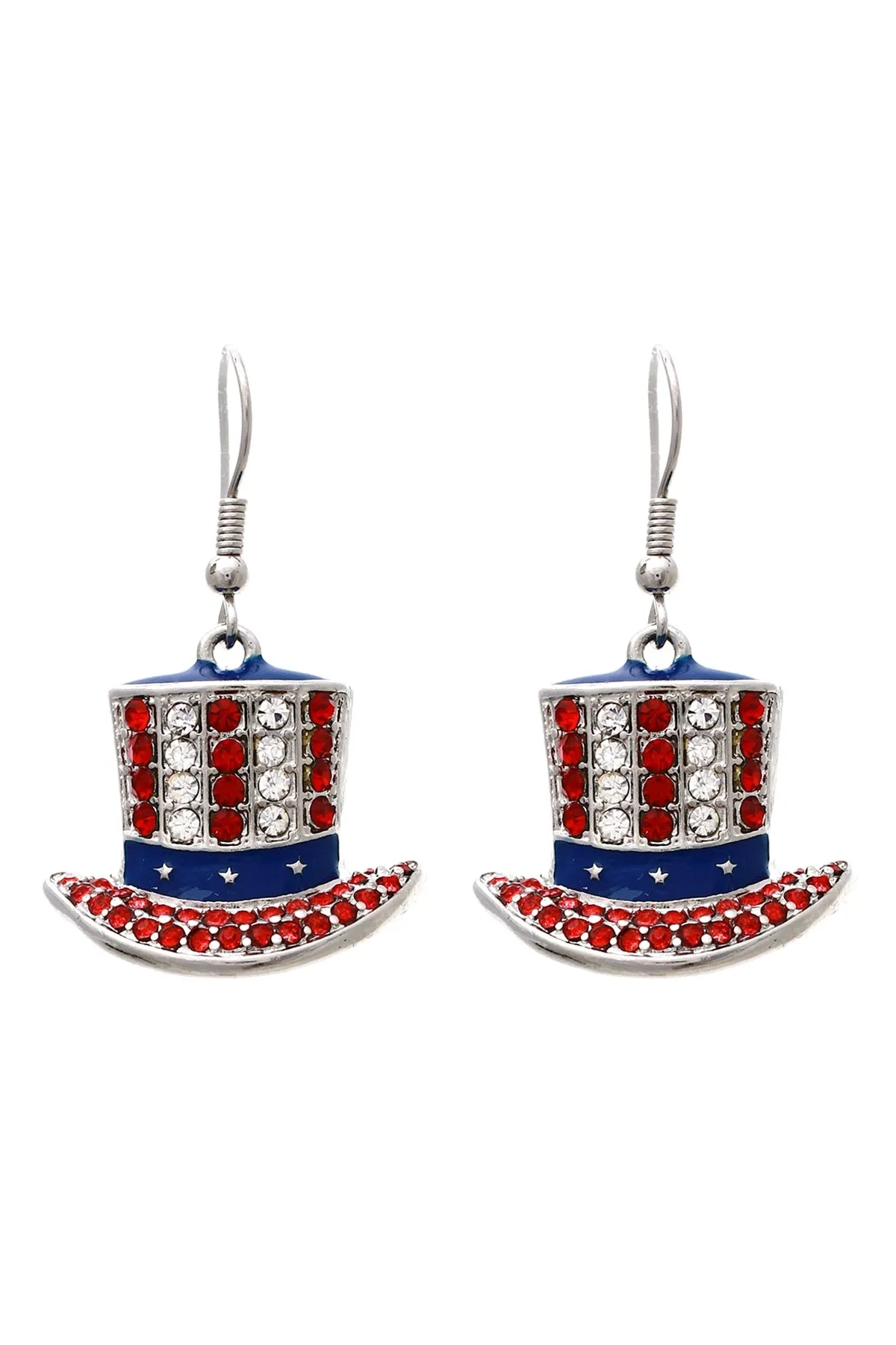 UNCLE SAM HAT AMERICAN FLAG EARRINGS
