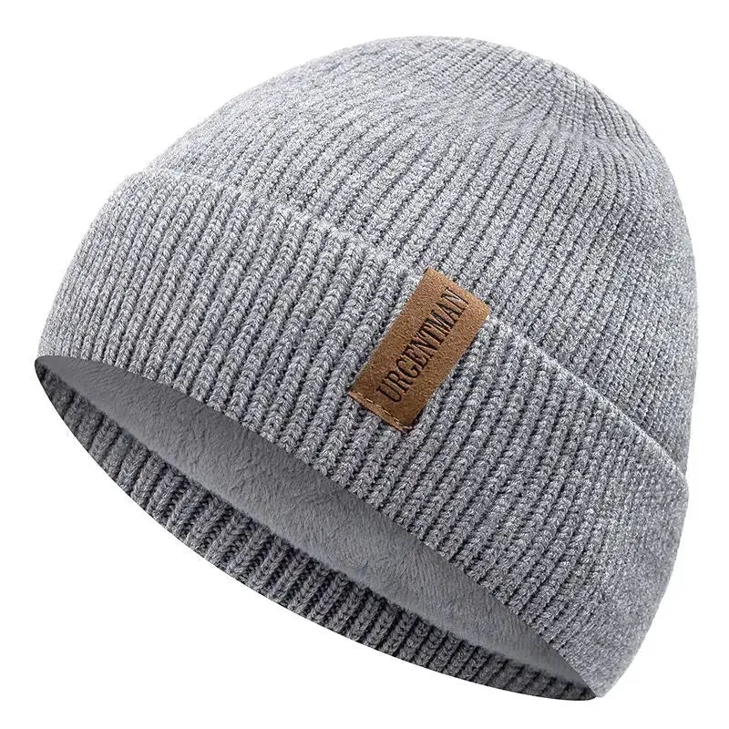 Unisex Fleece-Lined Winter Hat - Stylish Soft Beanie Cap for Outdoor Ski Sports