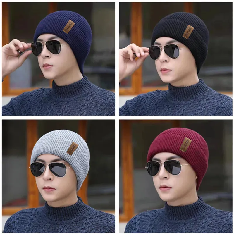 Unisex Fleece-Lined Winter Hat - Stylish Soft Beanie Cap for Outdoor Ski Sports