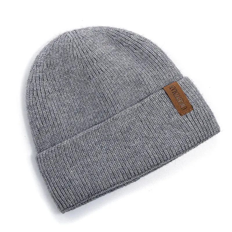 Unisex Fleece-Lined Winter Hat - Stylish Soft Beanie Cap for Outdoor Ski Sports
