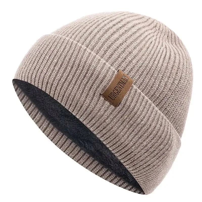 Unisex Fleece-Lined Winter Hat - Stylish Soft Beanie Cap for Outdoor Ski Sports