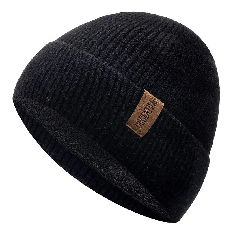 Unisex Fleece-Lined Winter Hat - Stylish Soft Beanie Cap for Outdoor Ski Sports