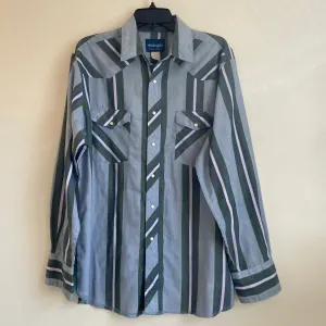 Vintage Wrangler Western Wear Pearl Snap Oxford Shirt // Unisex Size Large