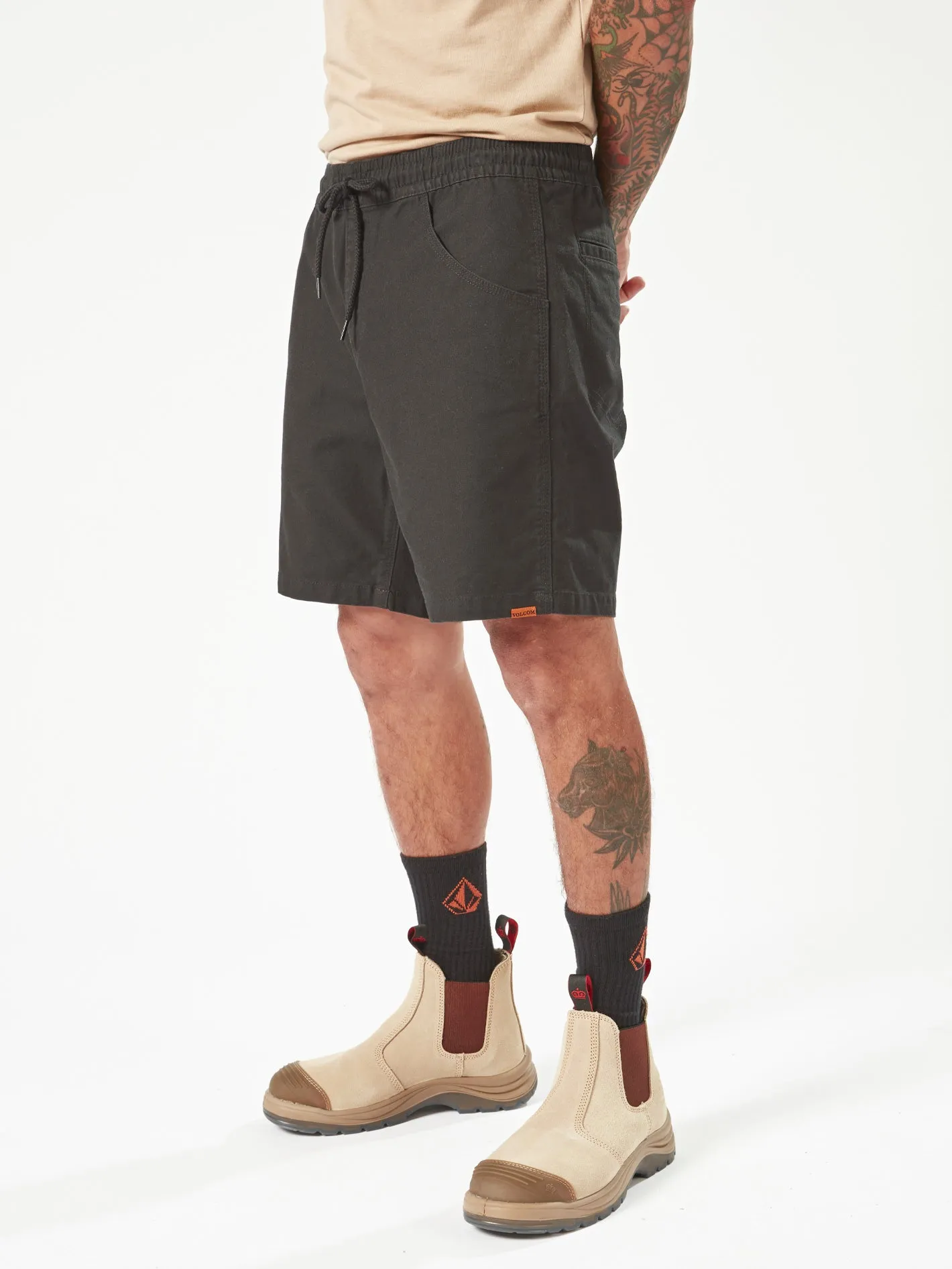 Volcom Workwear Caliper Elastic Waist Short 17" - Black