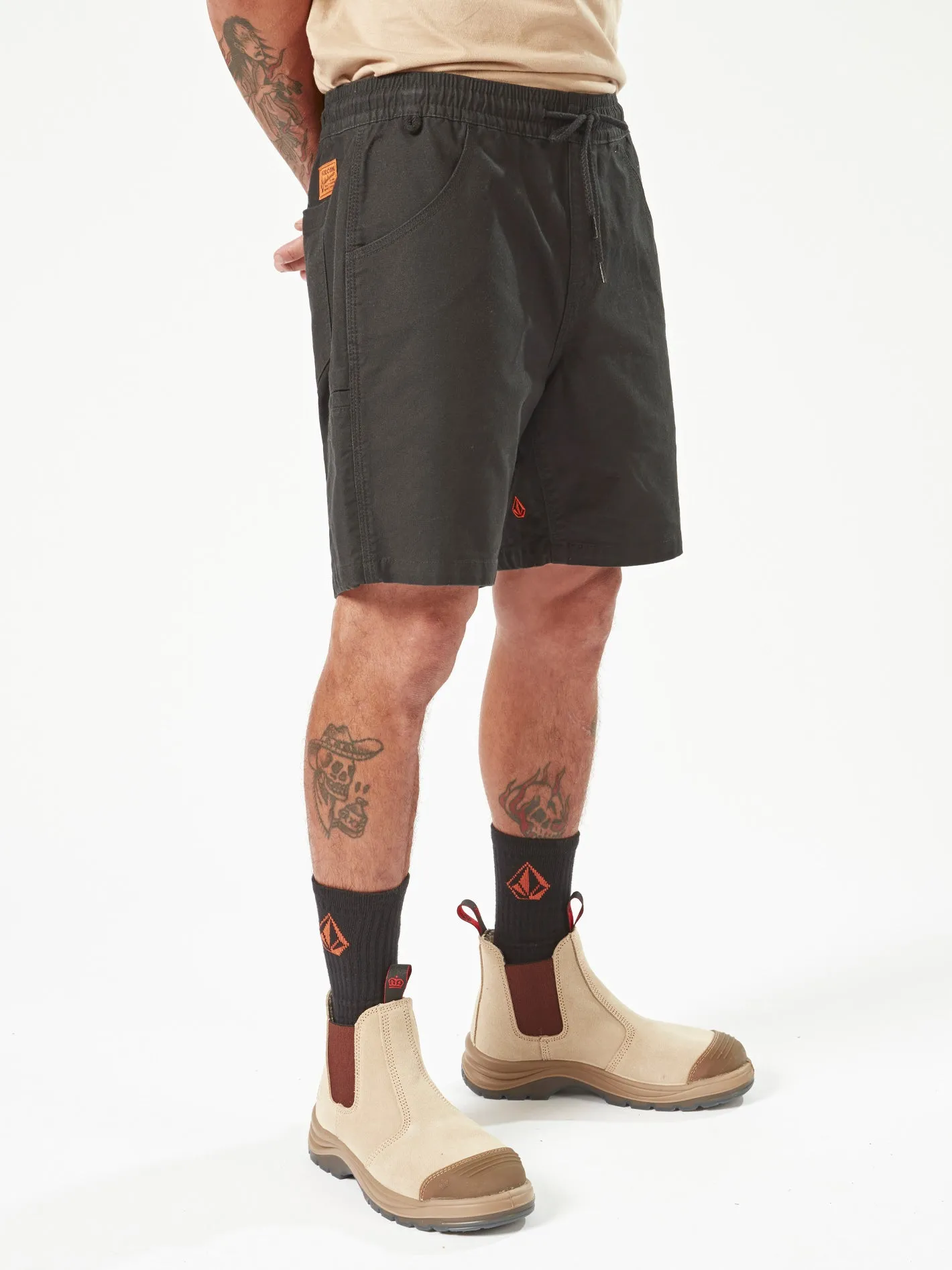Volcom Workwear Caliper Elastic Waist Short 17" - Black