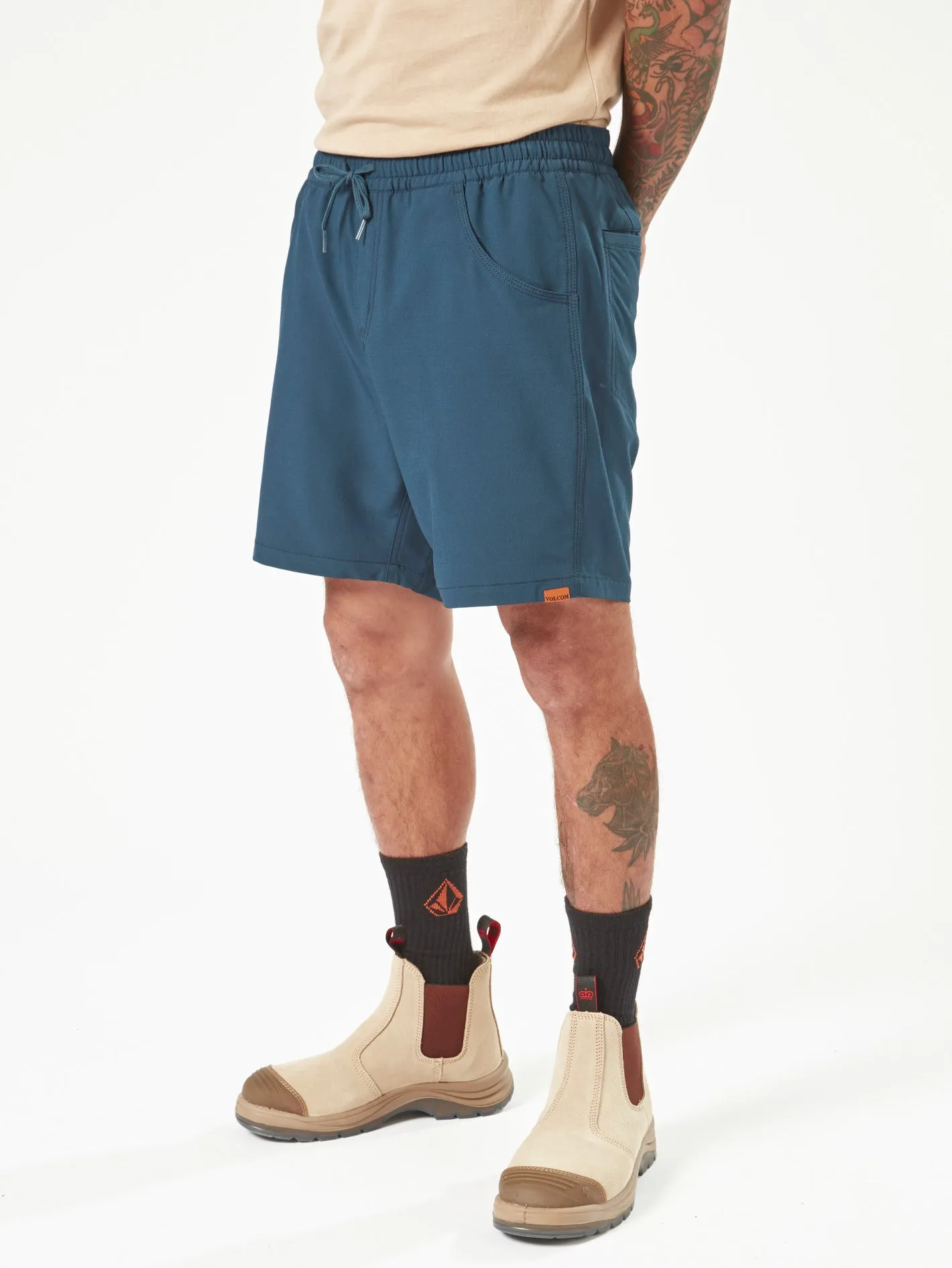 Volcom Workwear Rack Hybrid Elastic Waist Shorts - Navy
