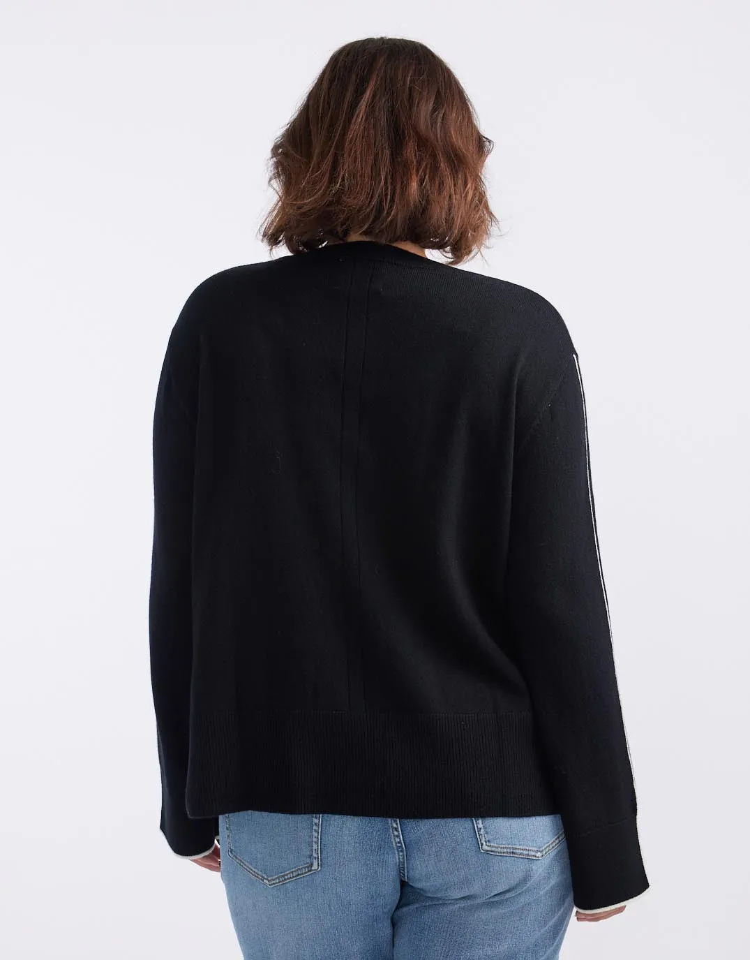 West Village Wool Cashmere Round Neck Knit - Black/White