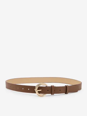 Westside Accessories Brown Gold-Accent Buckled Belt (Large)