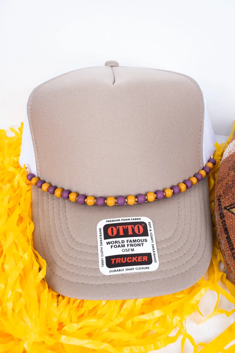 We've Got Spirit Purple & Yellow Beaded Hat Chain