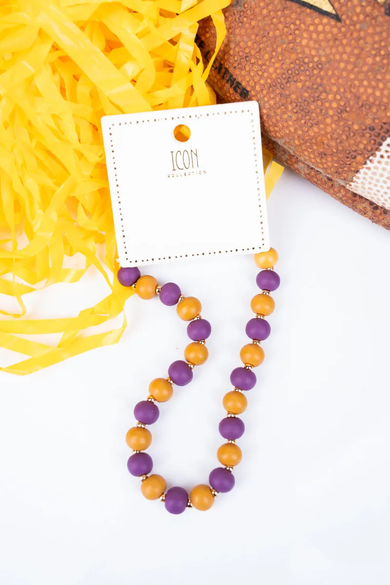 We've Got Spirit Purple & Yellow Beaded Hat Chain