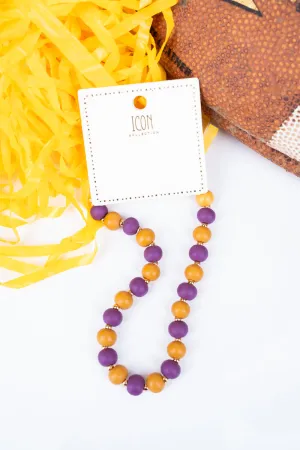 We've Got Spirit Purple & Yellow Beaded Hat Chain