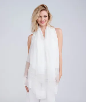 White Embellished Pearl Studded Occasion Scarf