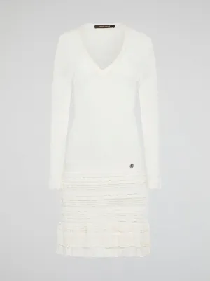 White Knitted Sweater Dress