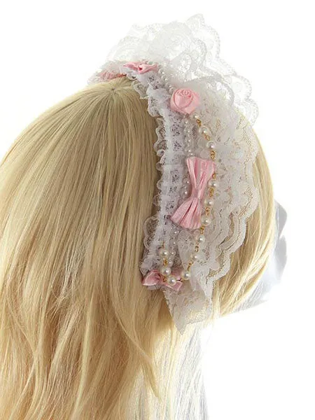 White Lace Synthetic Lolita Hair Accessories for Women
